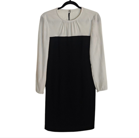Trina Turk Color-Block Black/White Sheath Long-sleeved Dress size 4 EUC - Picture 1 of 8